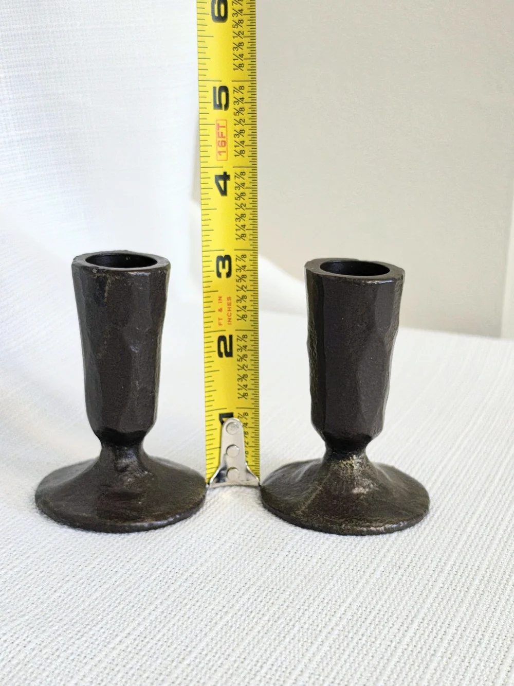 Primitive Cast Metal Candlestick Holders 3